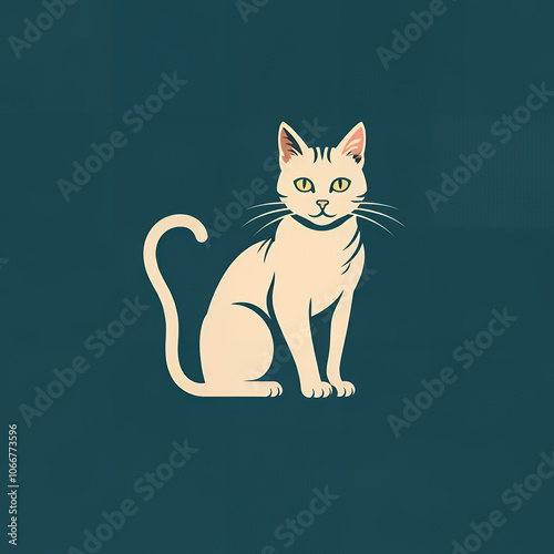 Minimalist Cream Cat Illustration