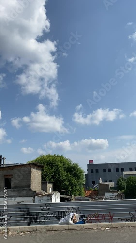 view from the top of a building, view from the top of the hill, the old town in warsaw, the old town in warsaw poland, blue sky with clouds, sky and clouds, blue sky and clouds, blue sky with clouds