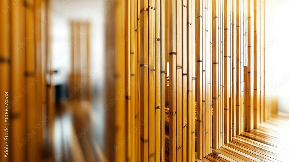 A serene interior space featuring bamboo dividers, creating a natural aesthetic and inviting atmosphere with soft lighting. A serene interior space featuring bamboo dividers, creating a natural aesthetic and inviting atmosphere with soft lighting.