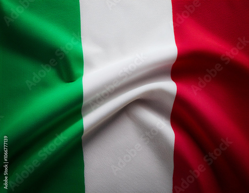 Italy flag waving in the wind. Close up of Italy banner blowing, soft and smooth silk. Cloth fabric texture ensign background. Use it for national day and country occasions concept