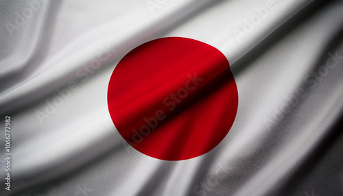 Japan flag waving in the wind. Close up of Japan banner blowing, soft and smooth silk. Cloth fabric texture ensign background. Use it for national day and country occasions concept