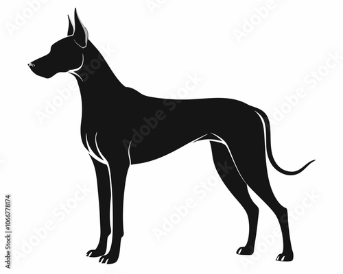 Vector Great Dane silhouette black illustration on a white background