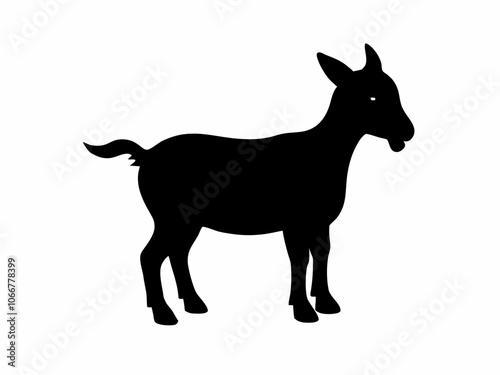 Vector Nigerian dwarf goat silhouette black illustration on a white background