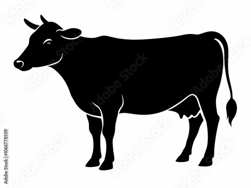 Vector Jersey cow silhouette black illustration on a white background