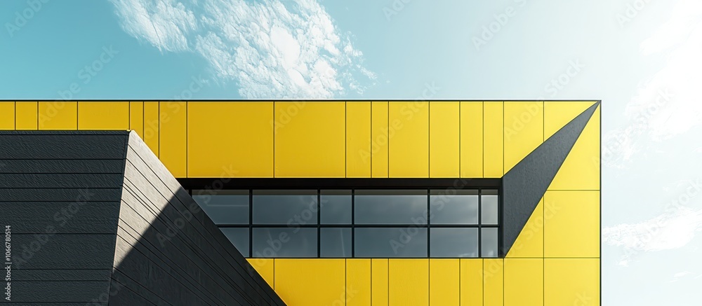 Architectural Photo of Modern Building in Yellow and Charcoal.
