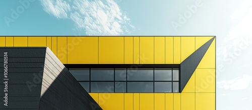 Obraz na płótnie Architectural Photo of Modern Building in Yellow and Charcoal. w salonie