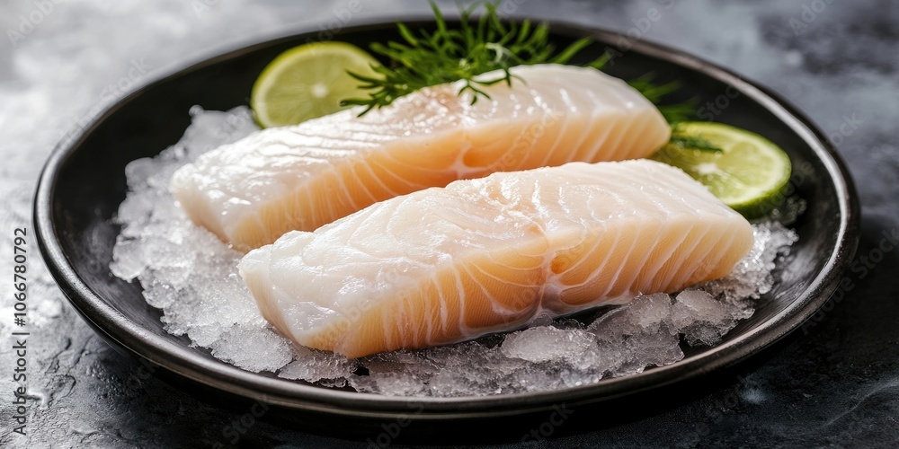 Chilled Fish Portions on Ice. Horizontal Perspective. Related to the Food Sector. Chilled Fish Portions on Ice. Horizontal Perspective. Related to the Food Sector.