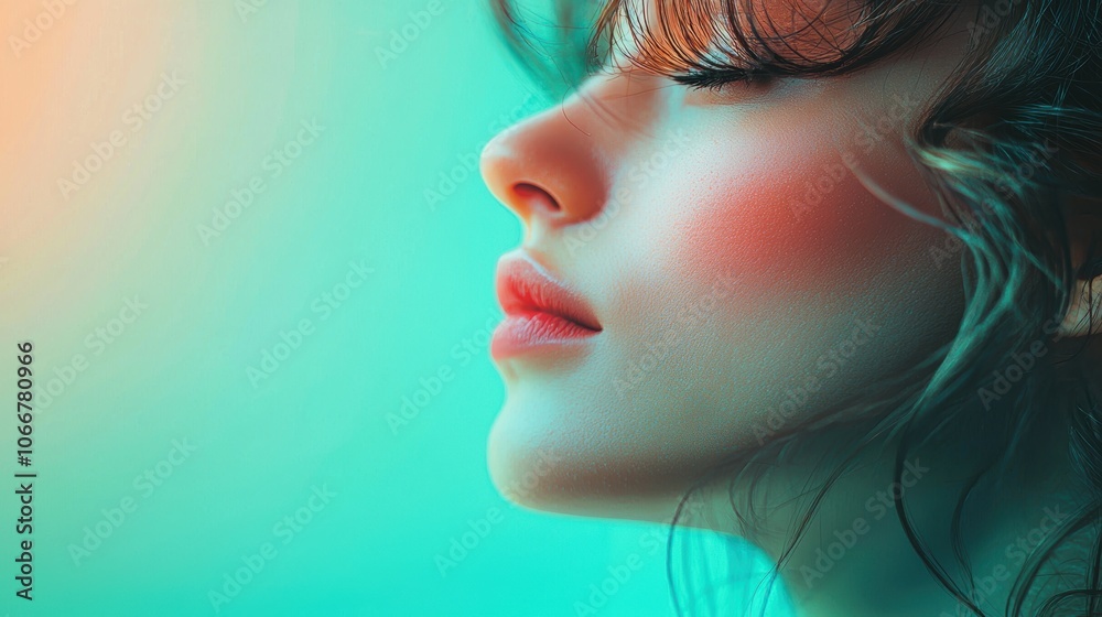 Profile of a Woman with Soft Makeup and Glow Profile of a Woman with Soft Makeup and Glow