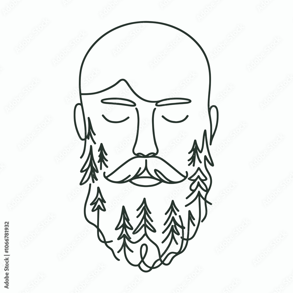 A serene portrait of a bearded man with trees intertwining, symbolizing nature's embrace in tranquility A serene portrait of a bearded man with trees intertwining, symbolizing nature's embrace in tranquility