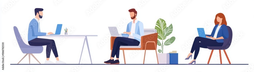 Dynamic collaboration: Colleagues exchanging innovative ideas in a vibrant office setting. Dynamic collaboration: Colleagues exchanging innovative ideas in a vibrant office setting.