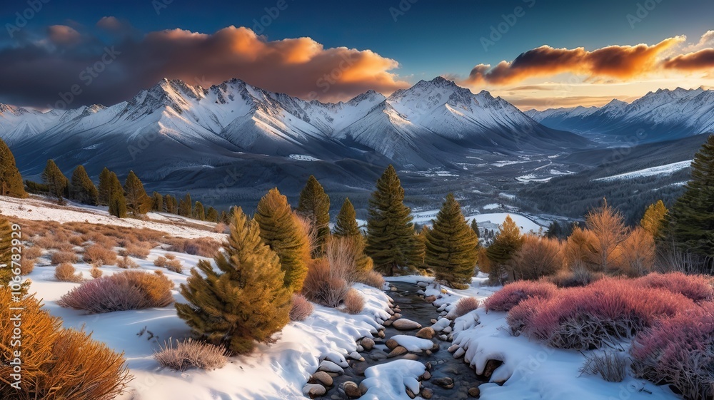 Peace in the Alpine Forest On The Tranquil Snowy Mountains. Ideal for Desktop Wallpaper or Screensaver. Peace in the Alpine Forest On The Tranquil Snowy Mountains. Ideal for Desktop Wallpaper or Screensaver.