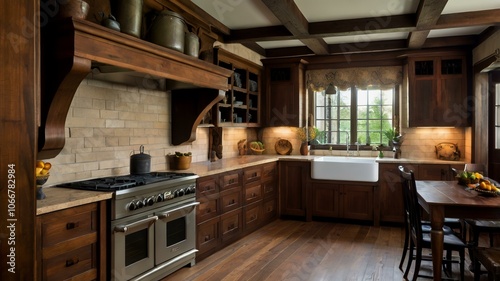 interior design tudor style of a kitchen