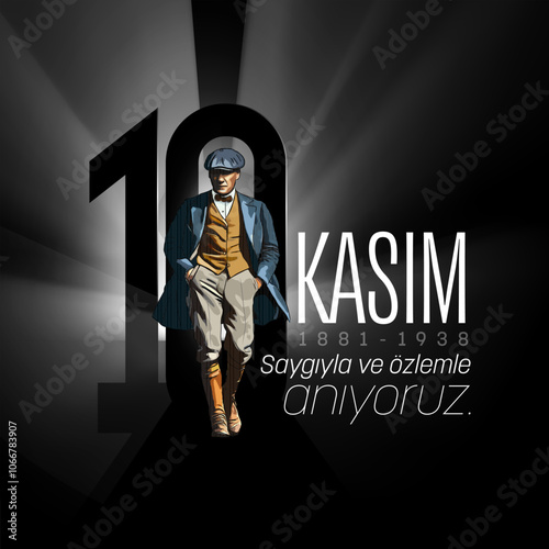 Ankara,Turkey - 10th November 1938: November 10th commemoration of Atatürk and Atatürk week (translate: we remember with respect and longing)