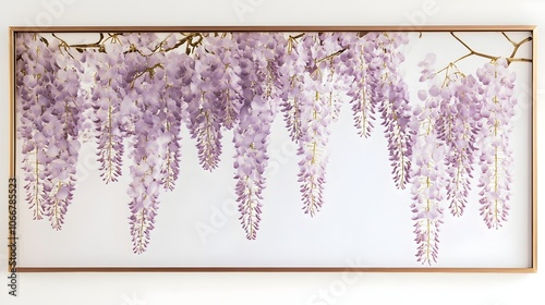 Vibrant Wisteria Blooms Framed Floral Artwork Nature Decor Interior Design photo