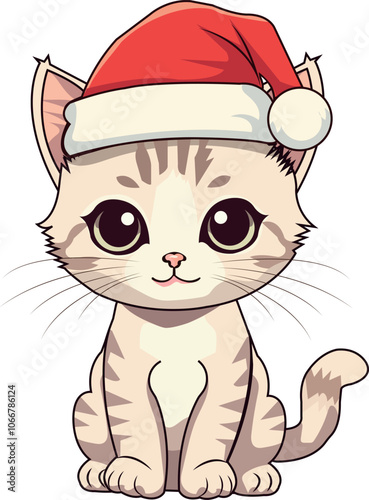 Nice kitten with Christmas hat
