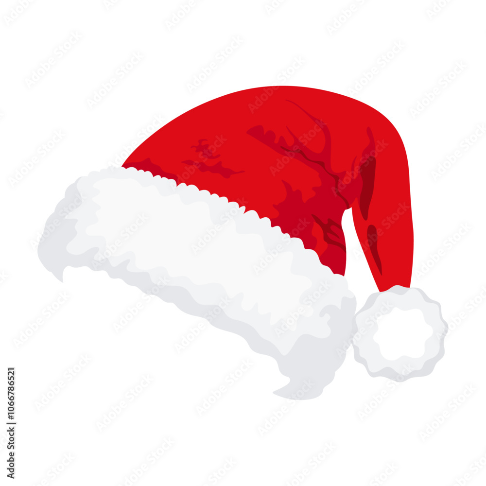 Red Christmas Santa Claus hat isolated on white background. Hand drawn simple Santa hat. Red Christmas Santa Claus hat isolated on white background. Hand drawn simple Santa hat.