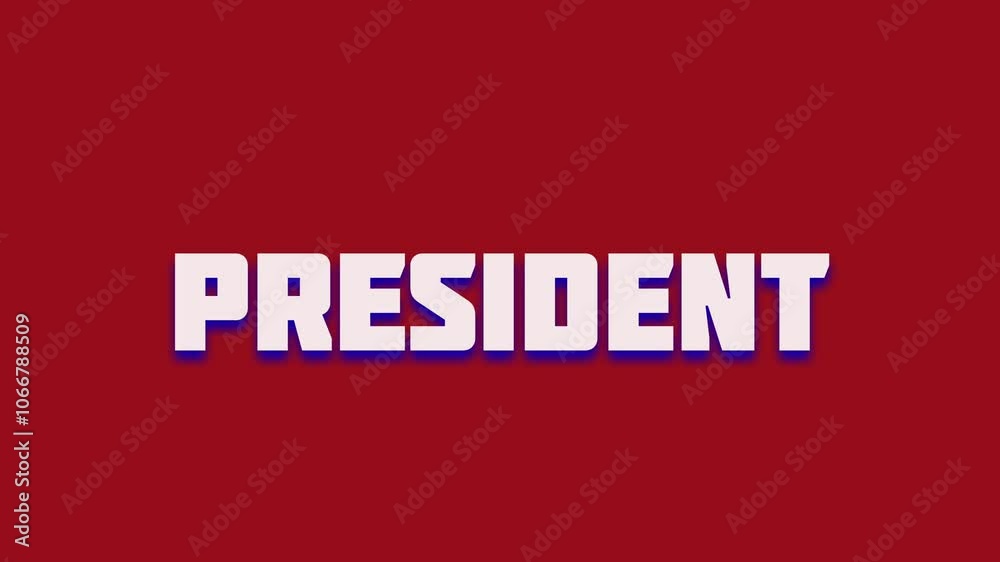 Congratulations President United States of America typography animated video. USA election winner greetings video footage. Red background. 