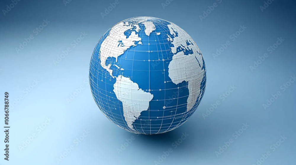 Abstract globe with digital connections across countries, symbolizing the global economic network with side empty space for text Abstract globe with digital connections across countries, symbolizing the global economic network with side empty space for text