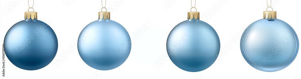 Set of blue Christmas ornaments on a white background Set of blue Christmas ornaments on a white background