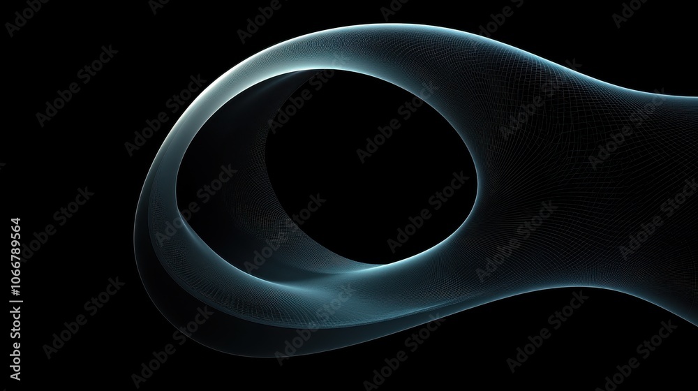 Smooth blue-tinted abstract ring shape on dark background with soft lighting, Ai Generation Smooth blue-tinted abstract ring shape on dark background with soft lighting, Ai Generation
