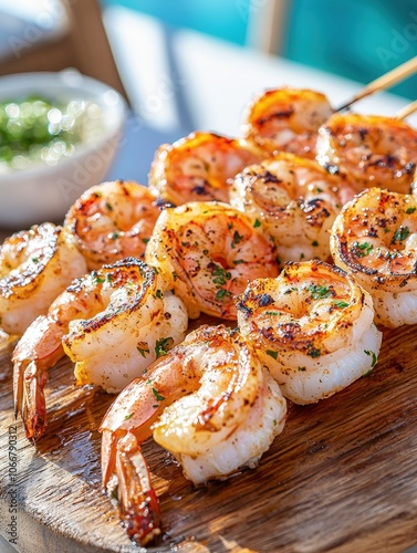 Juicy Grilled Shrimp Skewers with Garlic Flavor