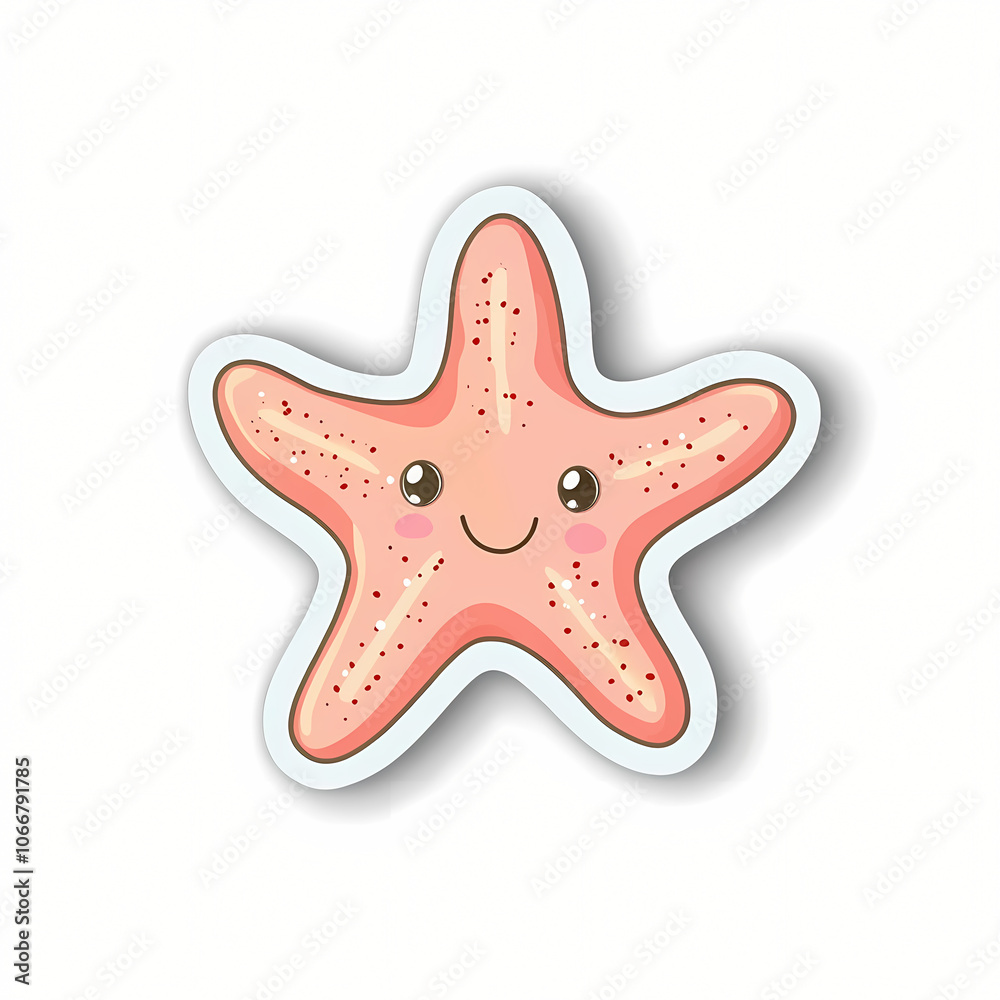 Cute Cartoon Starfish Sticker Illustration Cute Cartoon Starfish Sticker Illustration