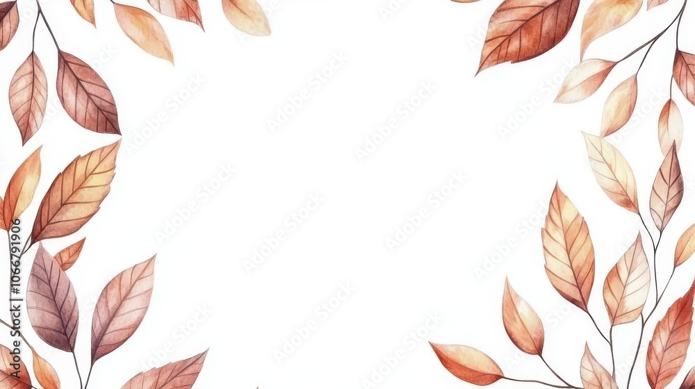 A decorative border of autumn leaves in warm colors, creating a natural frame on a blank background. A decorative border of autumn leaves in warm colors, creating a natural frame on a blank background.