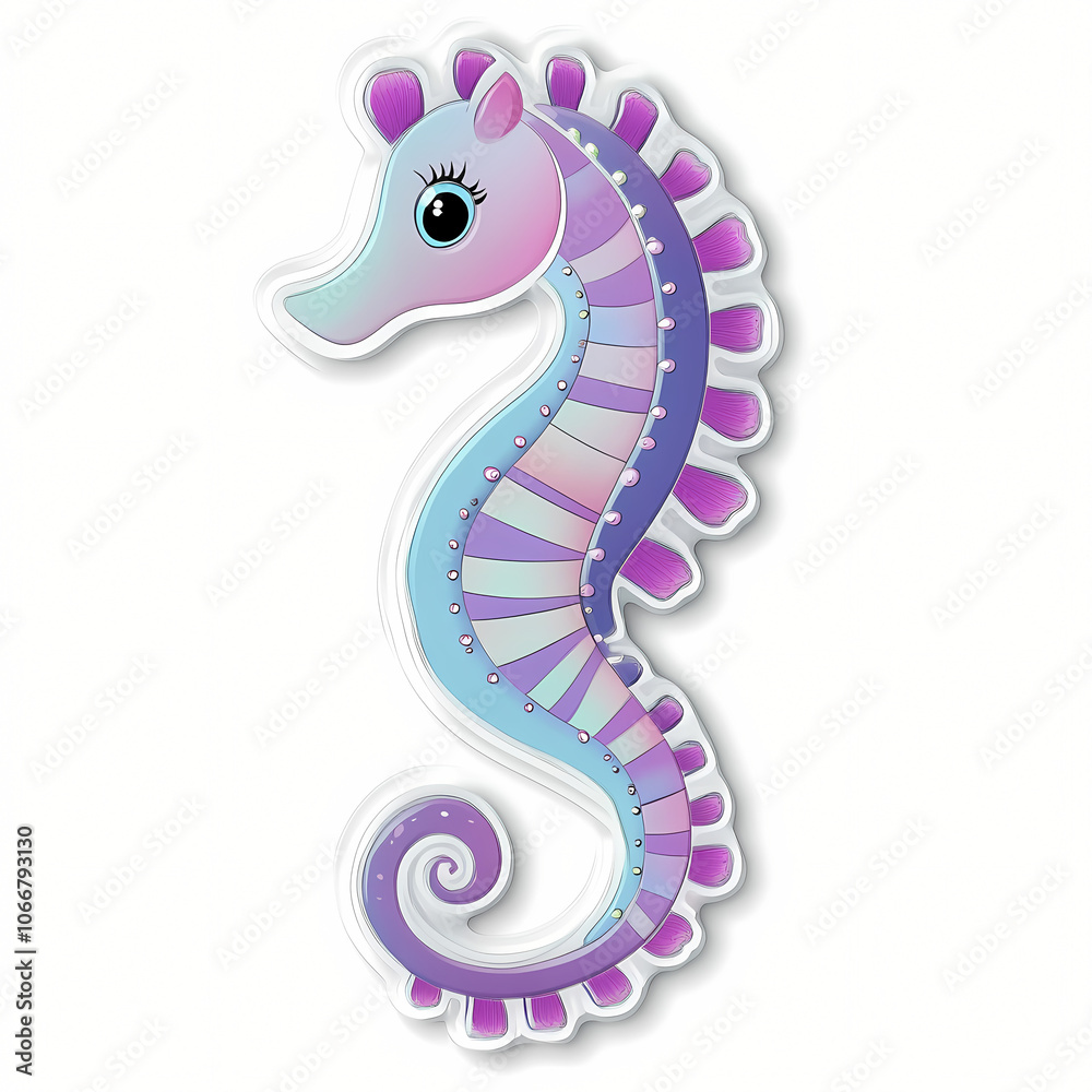 Fototapeta premium Cute Cartoon Seahorse Illustration in 3D Style