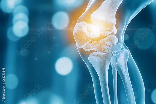 Medical Xray of knee with bone dislocation and ligament