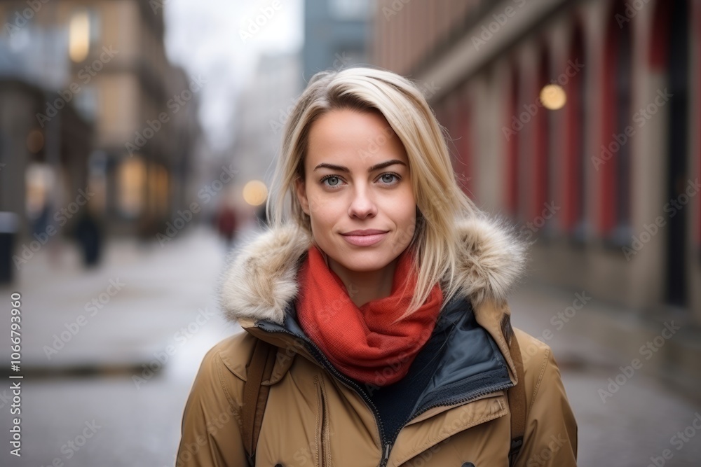 Portrait of a beautiful young woman on the street in winter. Portrait of a beautiful young woman on the street in winter.