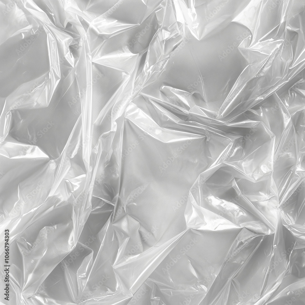 Obraz premium Wrinkled transparent plastic texture for abstract backgrounds, packaging, and modern industrial design inspiration.