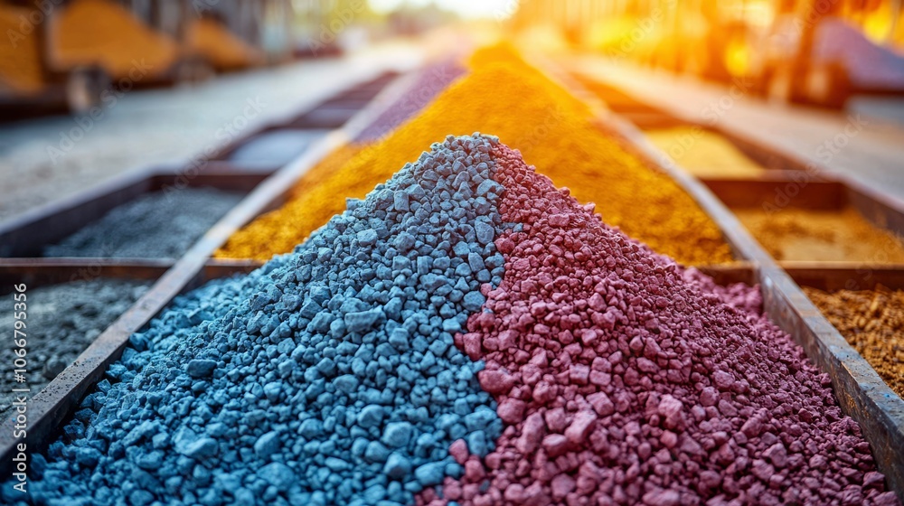 Fototapeta premium A Close-Up of Colorful Gravel in a Row of Bins