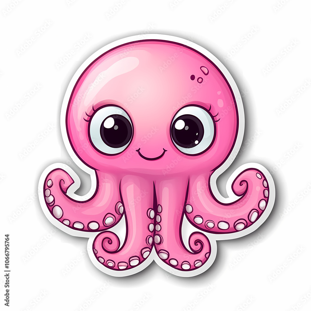Cute Cartoon Octopus Sticker Illustration Design Cute Cartoon Octopus Sticker Illustration Design
