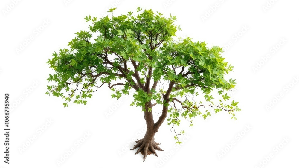 Obraz premium Bur Oak Tree Isolated on White Background - High Resolution Photorealistic Documentary Photography