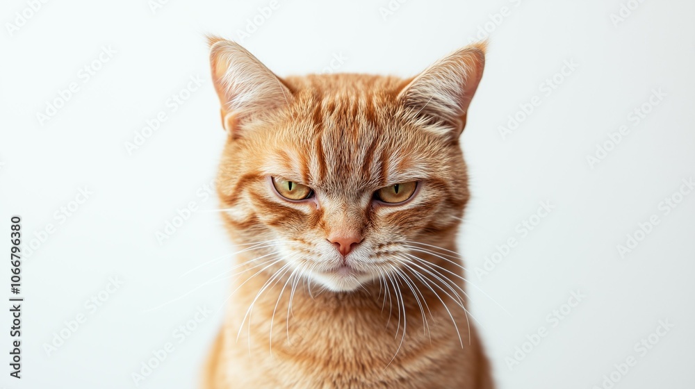 Funny serious unhappy angry ginger cat looking at camera displeasure expression Funny serious unhappy angry ginger cat looking at camera displeasure expression