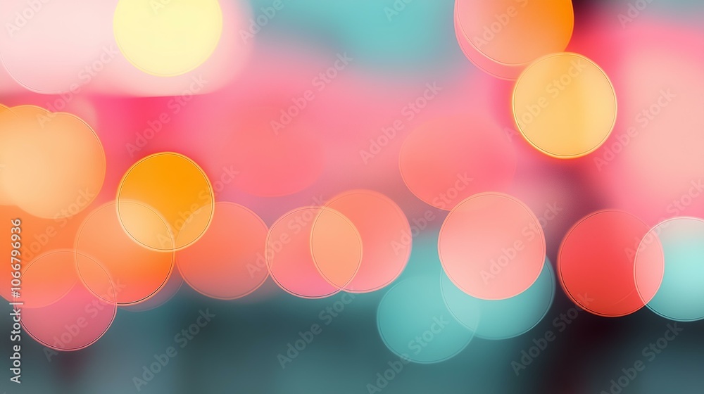 Fototapeta premium Pink, Orange, and Teal Bokeh Lights: Abstract Background