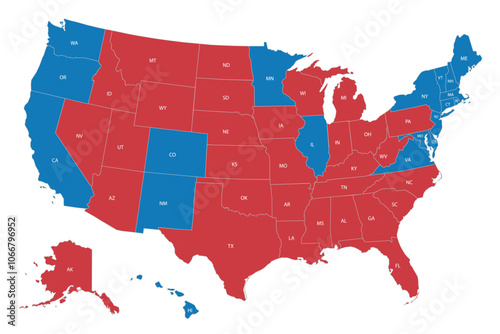 2024 U.S. Presidential Election Map by State Voting Color