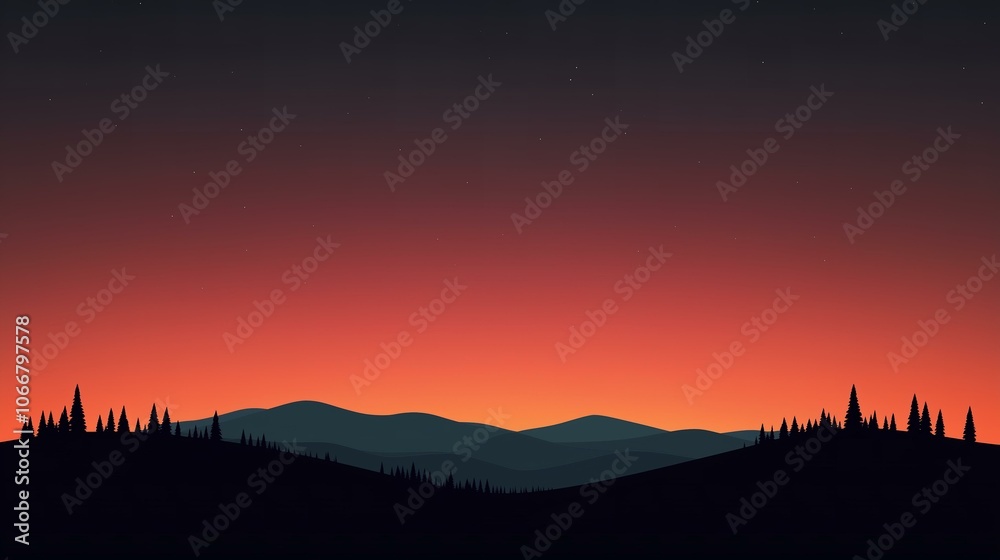 Obraz premium Minimalist Mountain Landscape at Sunset