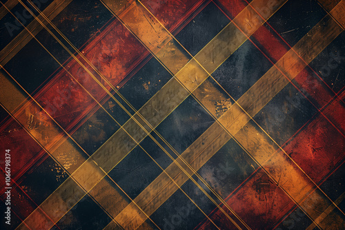 Wallpaper Mural Dark Scottish tartan with orange and burgundy accents for an elegant and classic design with a touch of grunge. Torontodigital.ca