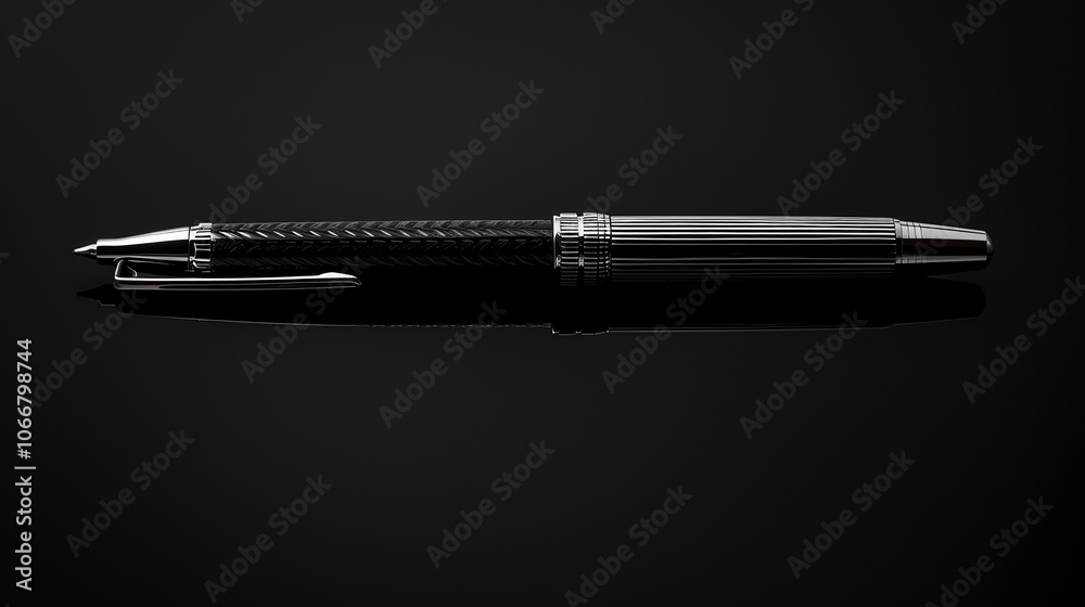 custom made wallpaper toronto digitalA black and silver pen on a black reflective surface.