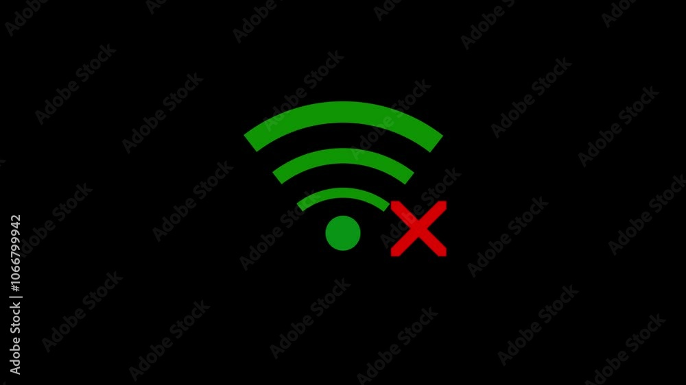 Wi-Fi no signal indicator, animation on a white background.No Wifi Icon Animation Isolated Wi-Fi no signal indicator, animation on a white background.No Wifi Icon Animation Isolated