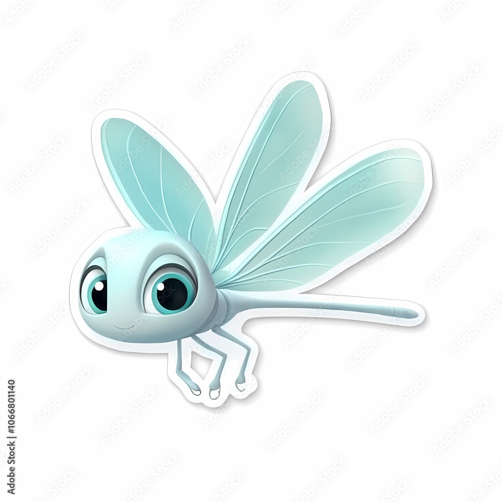 Cute Cartoon Dragonfly Sticker Illustration Cute Cartoon Dragonfly Sticker Illustration