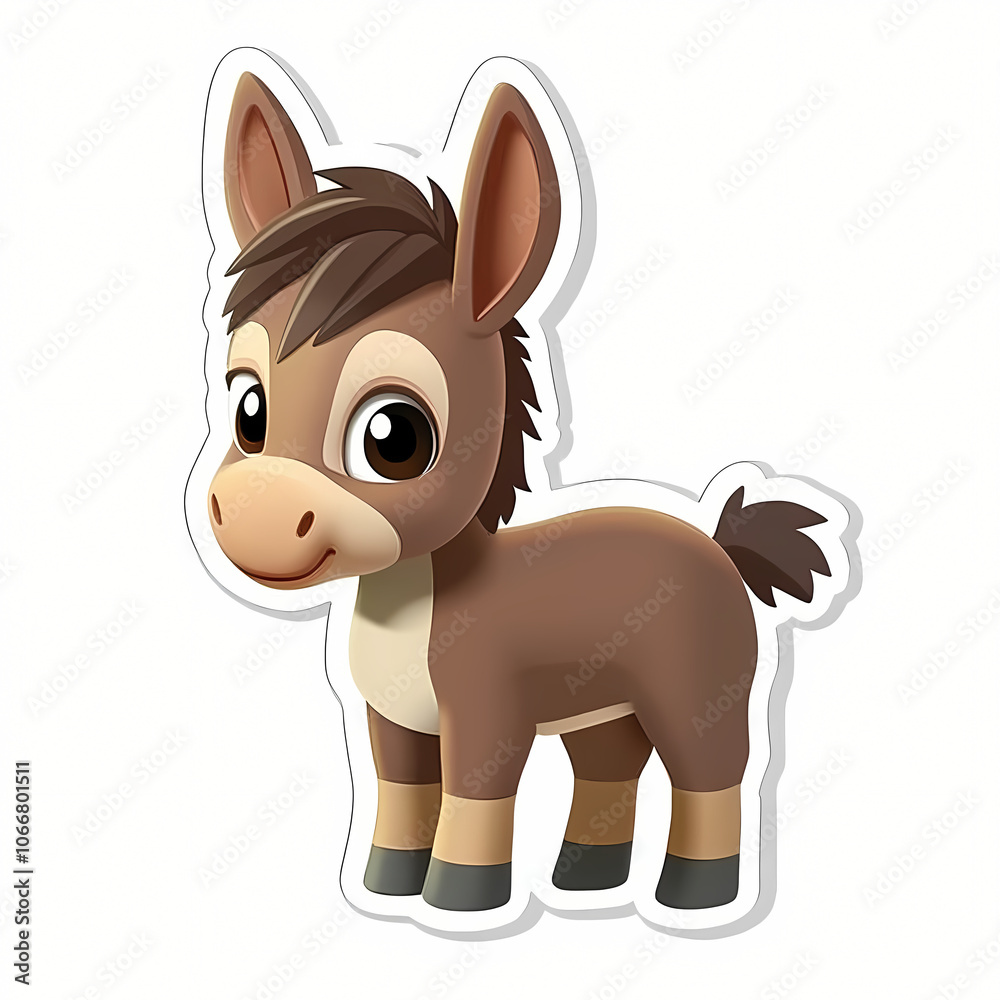 Cute Cartoon Donkey in 3D Illustration Style Cute Cartoon Donkey in 3D Illustration Style