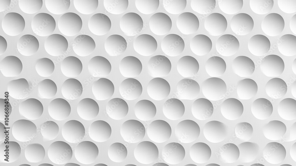 Naklejka premium Texture of a white, patterned wall featuring evenly spaced circular depressions in daylight