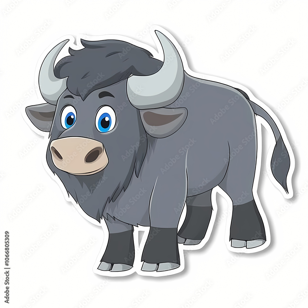 Fototapeta premium Cute Cartoon Bison in 3D Illustration Style