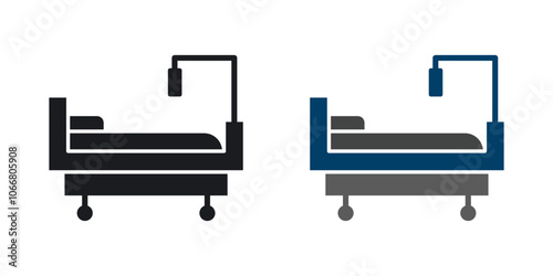 Hospital bed icon in solid style.