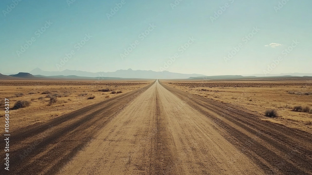 Fototapeta premium Desert road stretching toward the horizon, symbolizing road trips and open travel