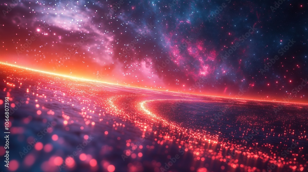 Celestial Curve Glowing Digital Horizon