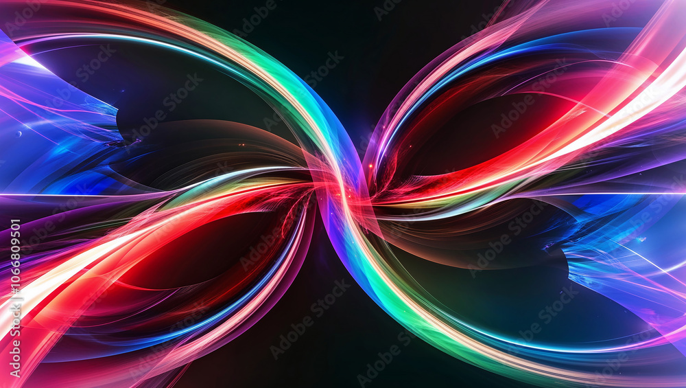 Twin ribbons of vibrant colors weaving symmetrically, entrancing design Twin ribbons of vibrant colors weaving symmetrically, entrancing design