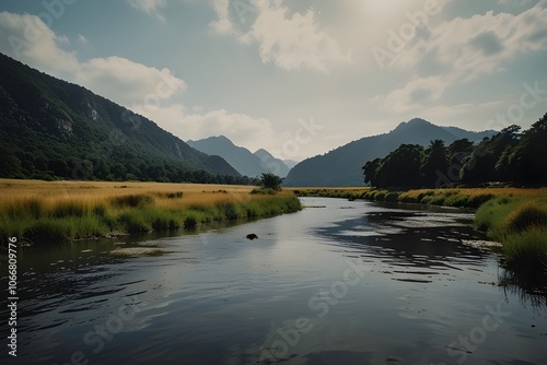 A niel river between mountain  photo